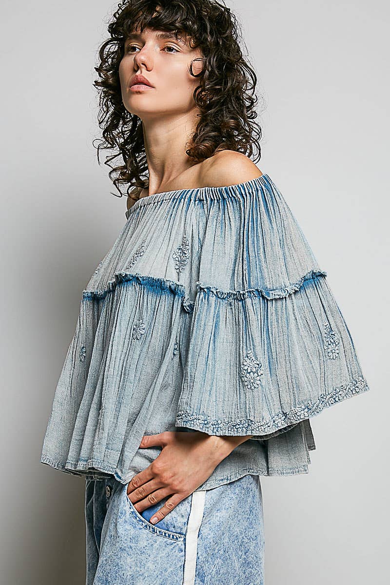 Off Shoulder Bell Sleeve Blouse