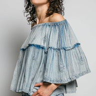 Off Shoulder Bell Sleeve Blouse