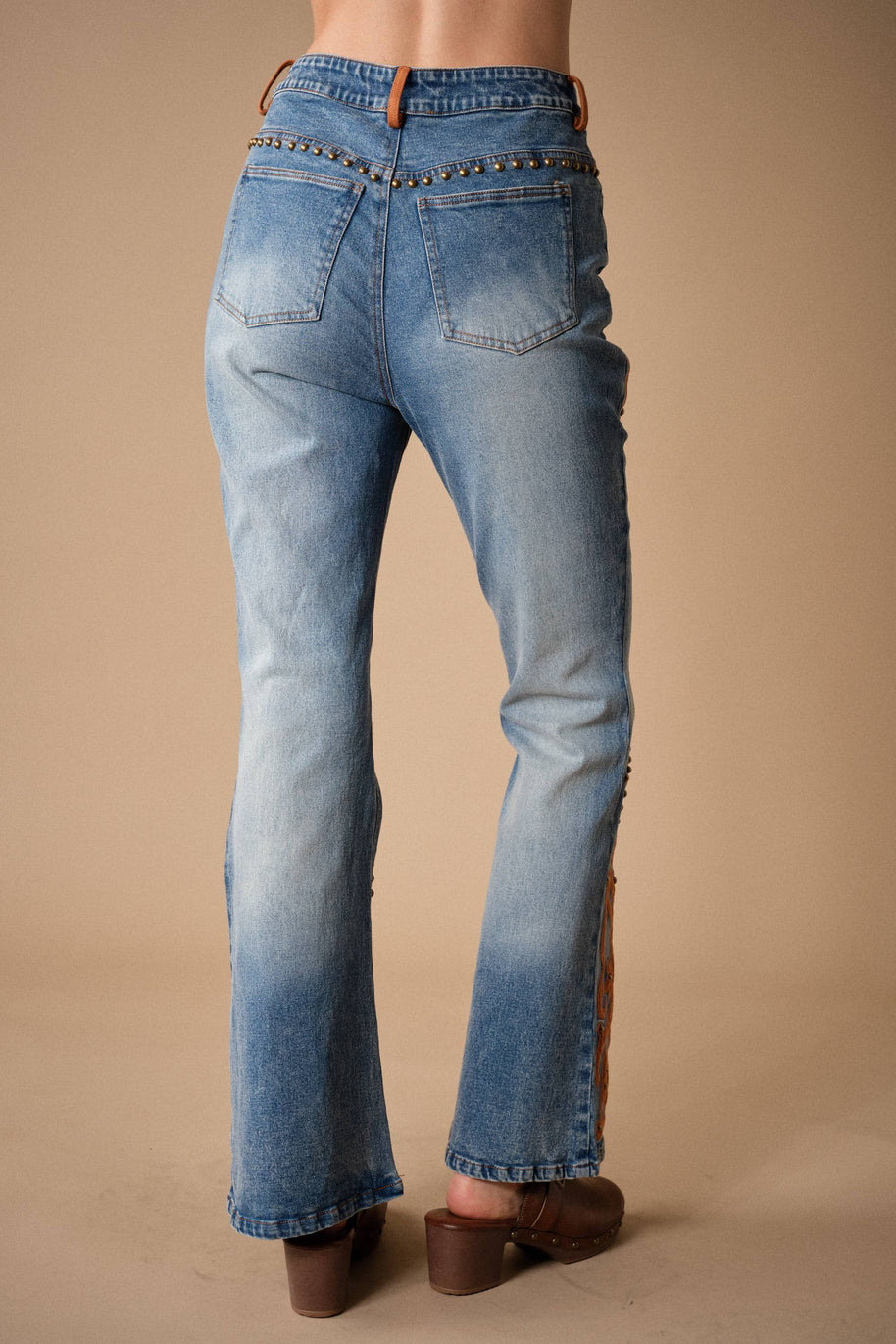 Western Suede Detail Bootcut Jeans