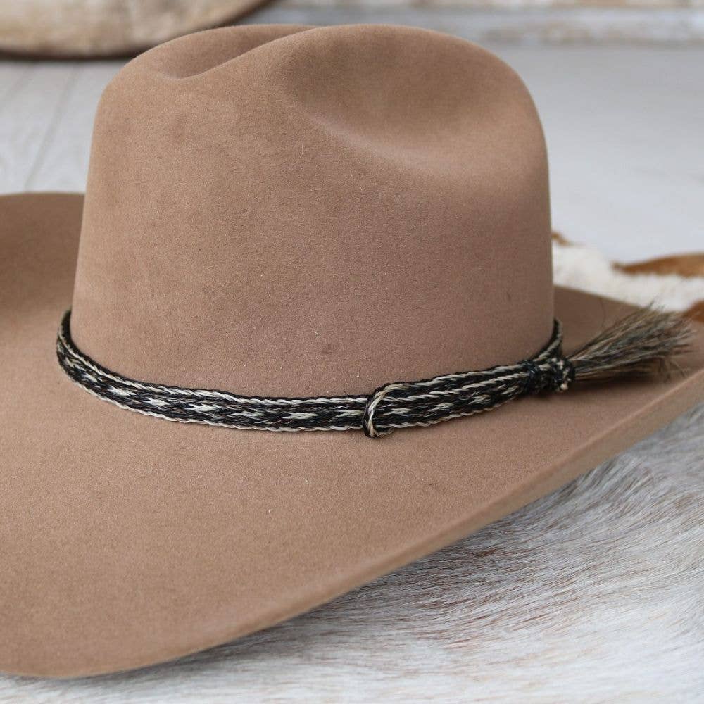 Horsehair Braided Single Tassel Hat Band - Pepper