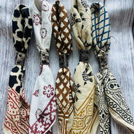 Boho Bandanas With Cowhide Leather Slides
