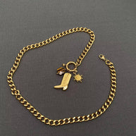 Western Boot Charm 18K Gold Plated SS Necklace