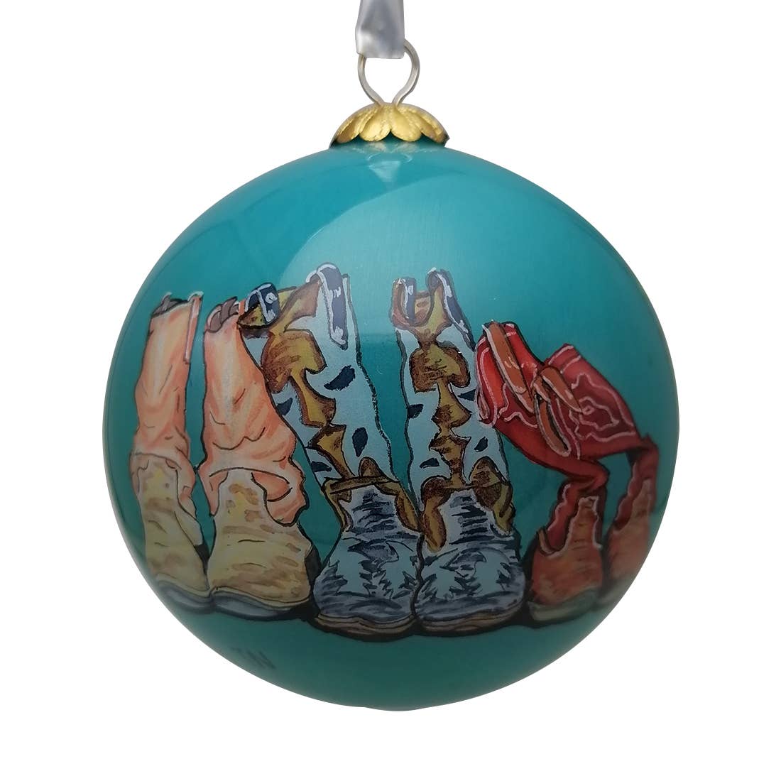 Hand-painted Cowgirl Boots 3" Ornament