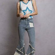 Vintage Washed Ruffle Jeans