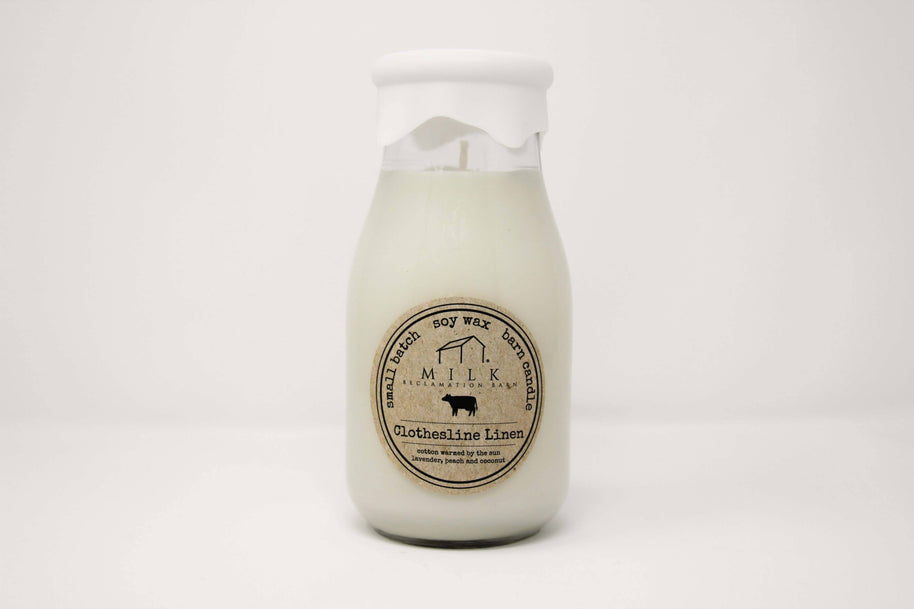 Milk Bottle Candle, Clothesline Linen