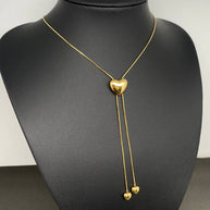 Glossy Heart 18K GP S.Steel lariat Necklace
