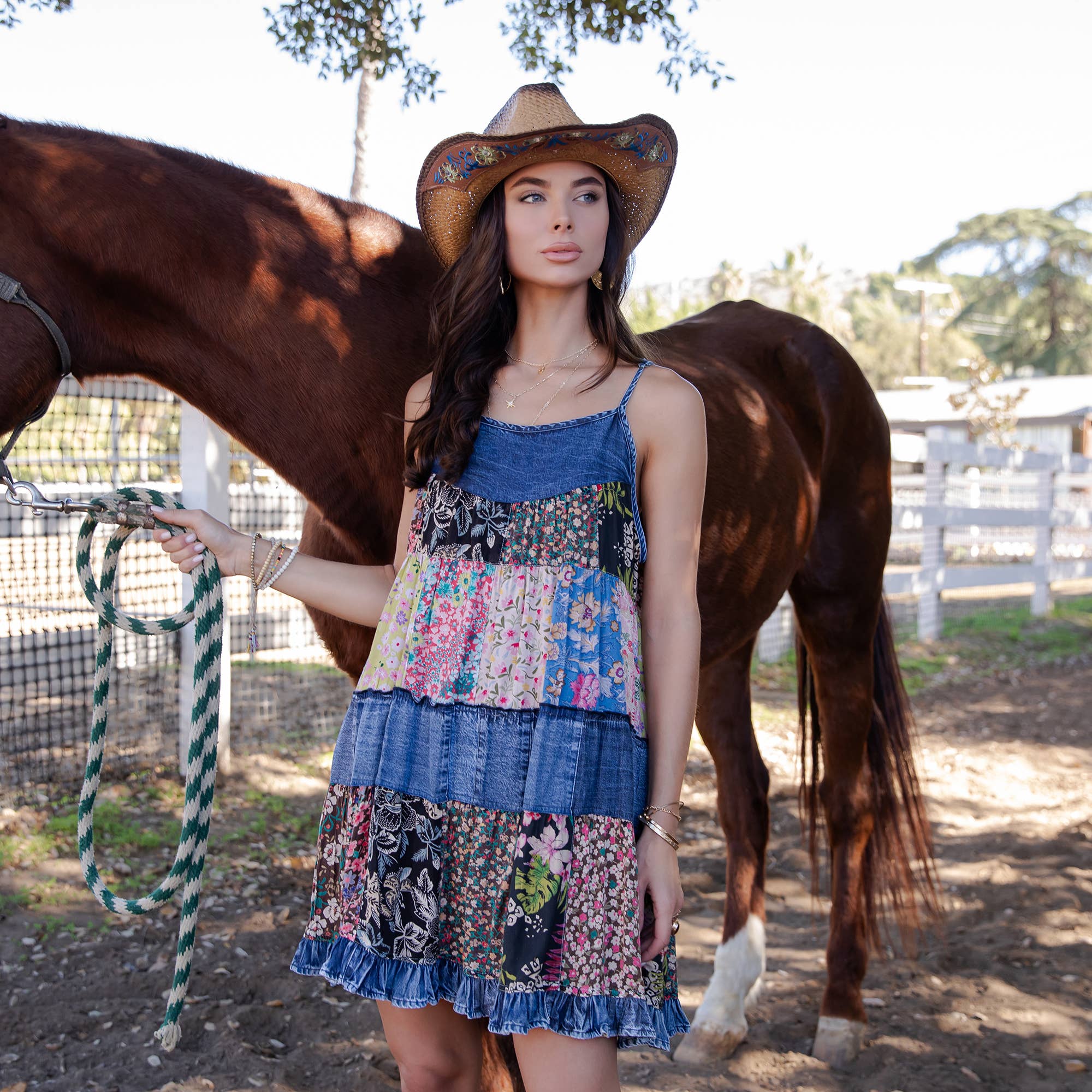 Babydoll Dress Denim Yoke