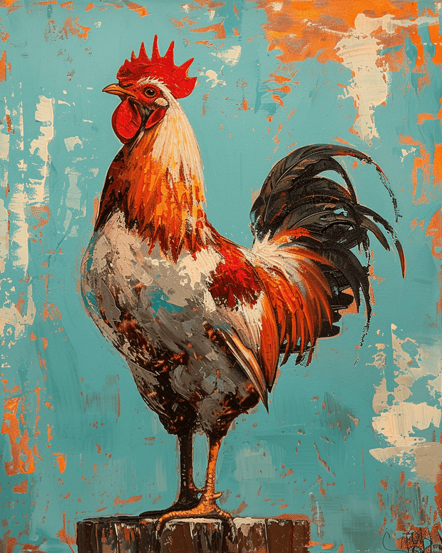 Grunge Rooster 8"x10" Wall Art Print