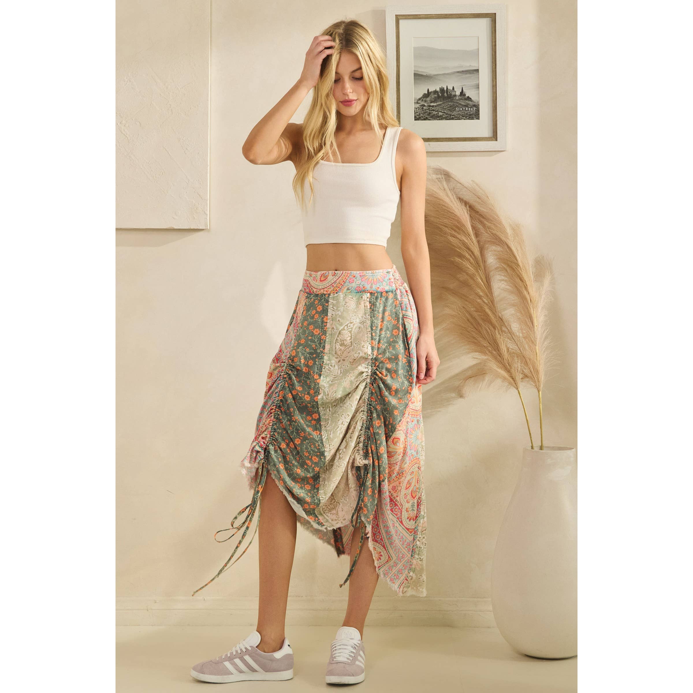 Cinched Patch Mini-Skirt