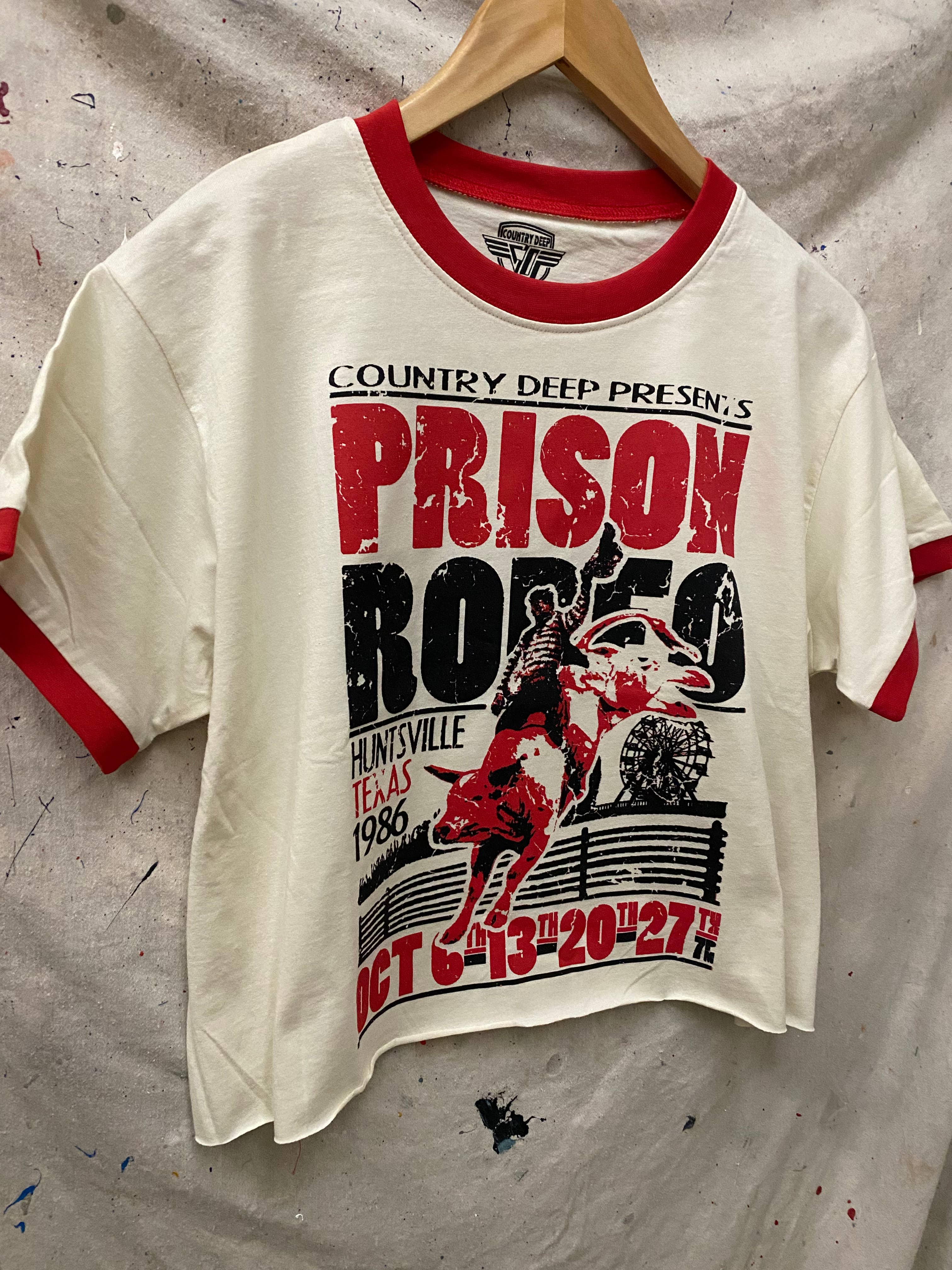 Prison Rodeo Ringer Crop T-Shirt