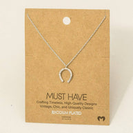 Gold Dipped Cz Western Horse Shoe Necklace