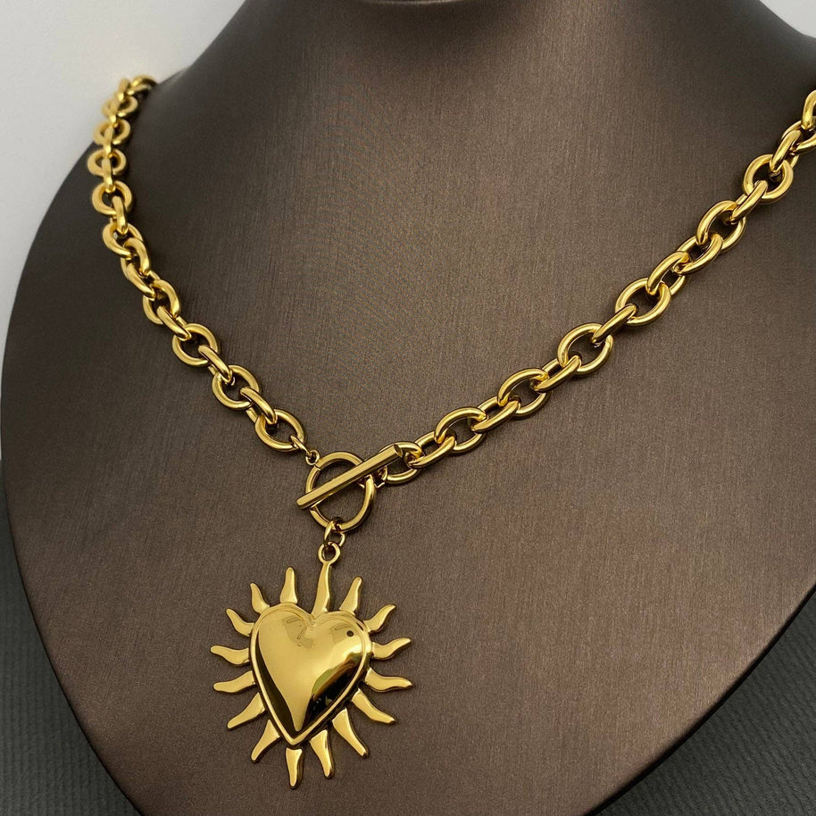 Glossy Heart of Light 18K GP S.Steel Necklace