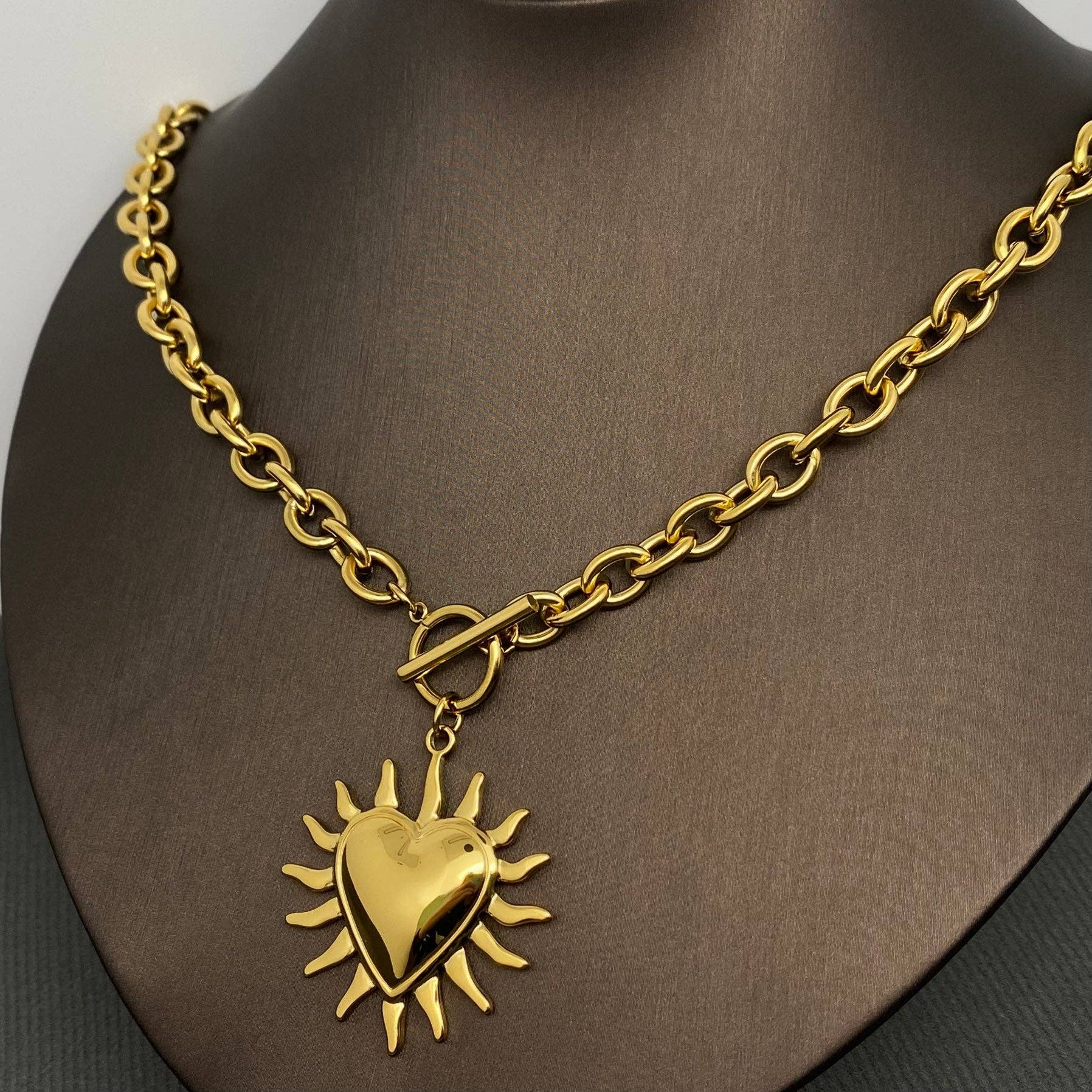 Glossy Heart of Light 18K GP S.Steel Necklace