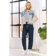 Denim Vest with Ruffles