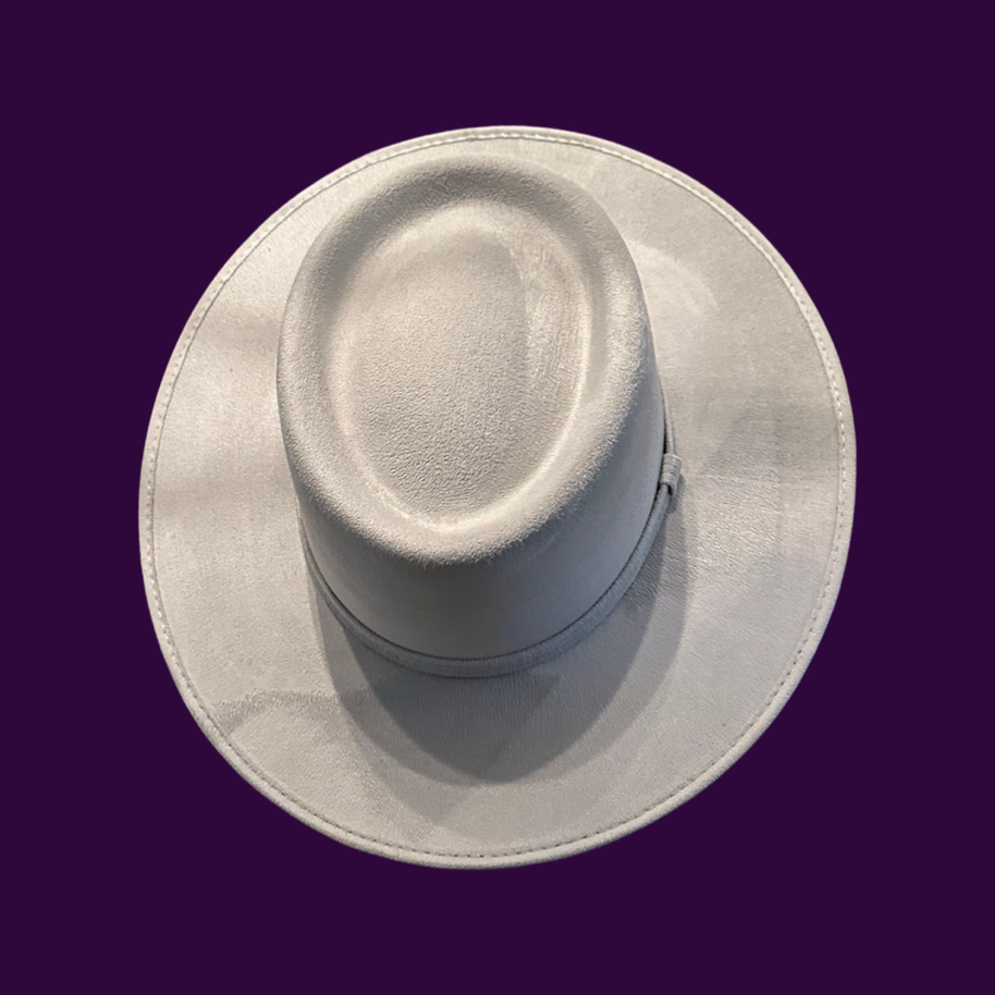 Crown Vegan Suede Flat Brim Boater Hat