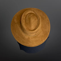Crown Vegan Suede Flat Brim Boater Hat