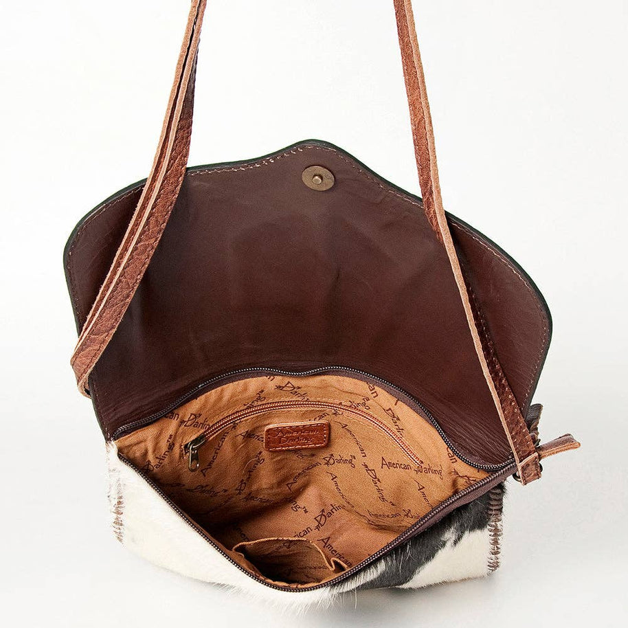 Hair-on-Hide Crossbody with Turquoise Heart