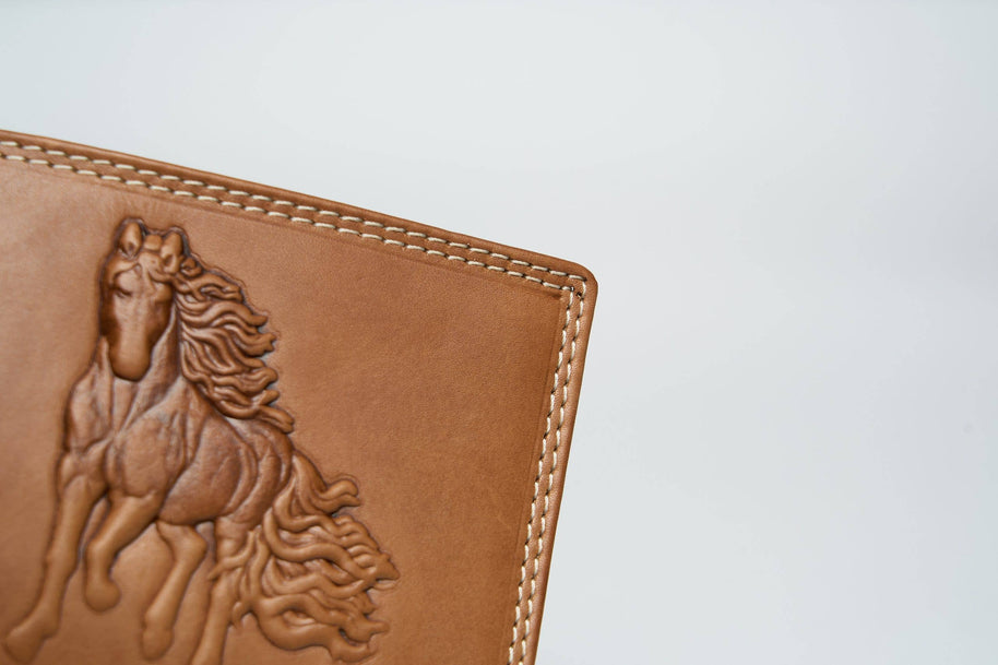 American Bison Bifold Wallet with 3D Horse Embossing