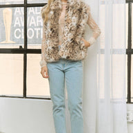 Faux Leopard Fur Vest, 3-3XL
