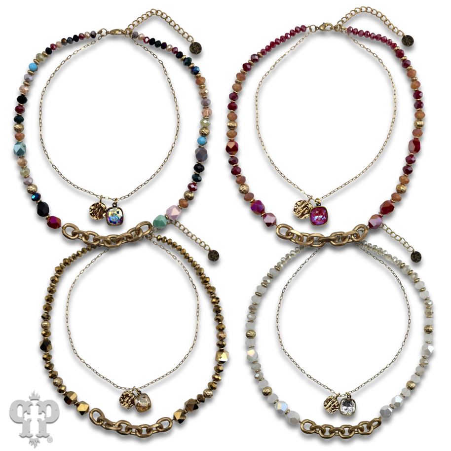 Swarovski® crystals double strand bead choker