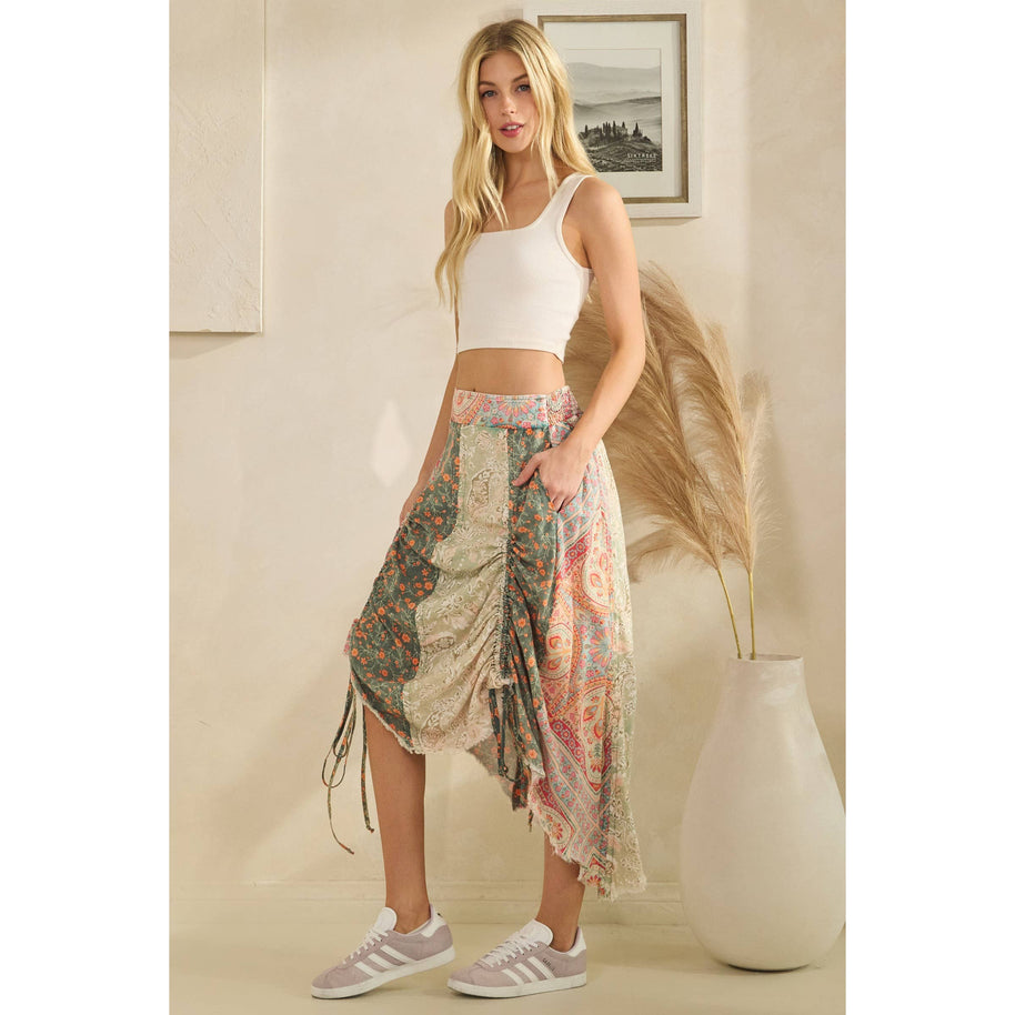 Cinched Patch Mini-Skirt