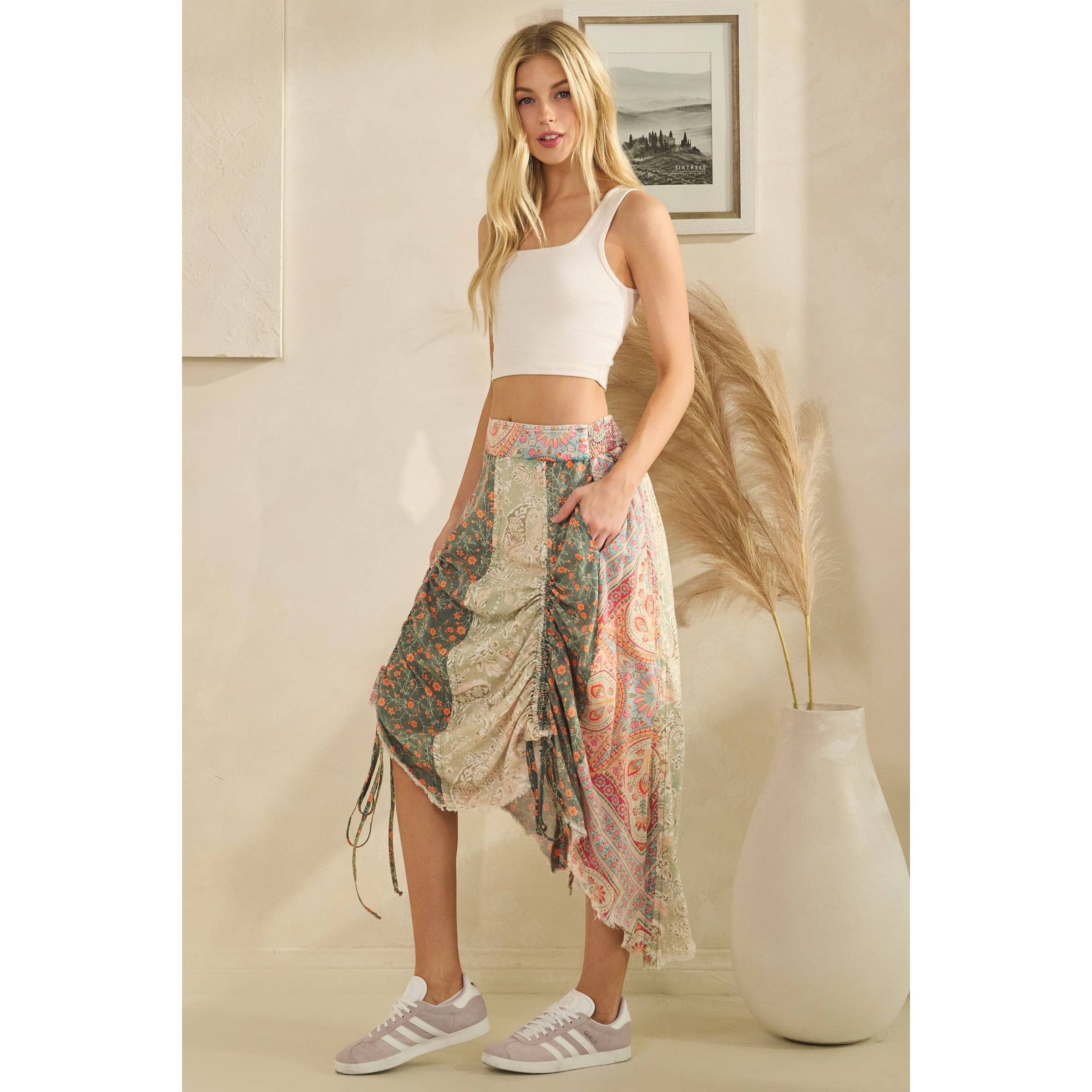 Cinched Patch Mini-Skirt