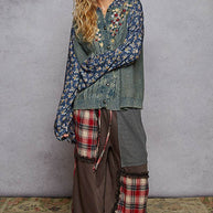 Embroidered Floral Patwork Sweater