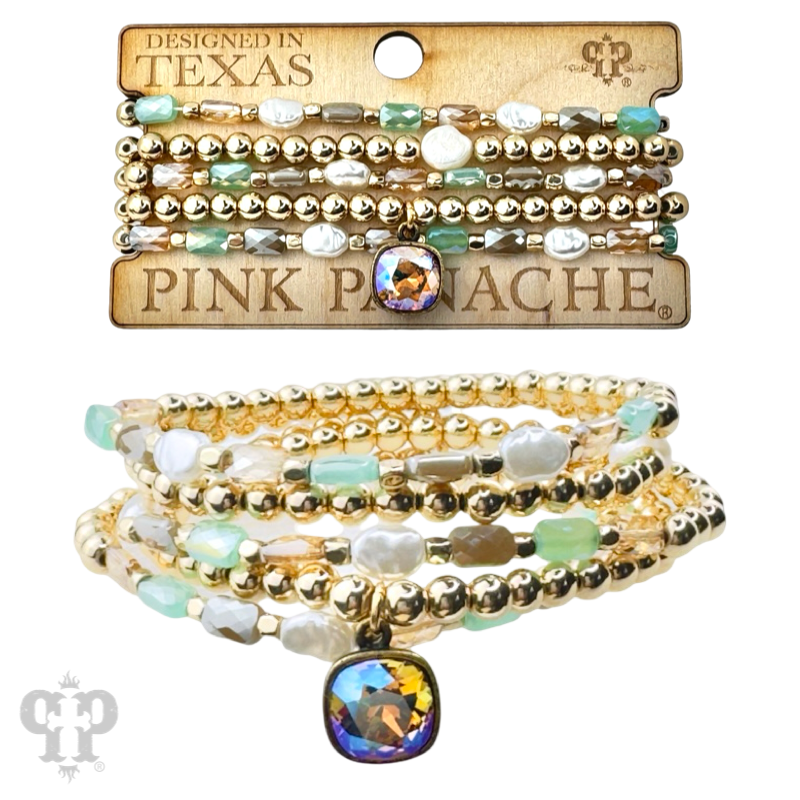 Five Strand Pastel Bracelet Stack Swarovski® Crystals
