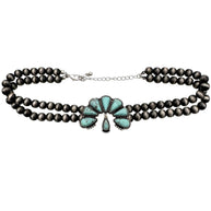 Western Turquoise Blossom Choker Necklace