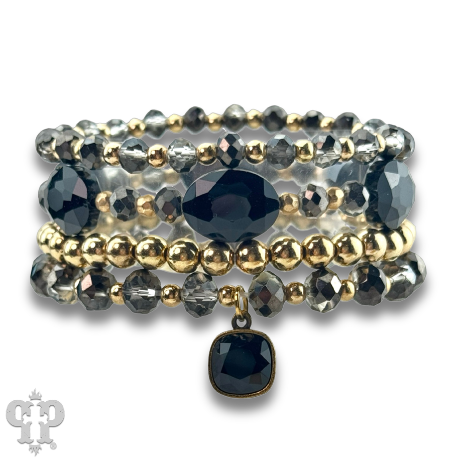 Swarovski® drop four-strand faceted bead bracelet
