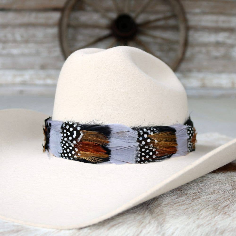Western Feather Grey Hat Band