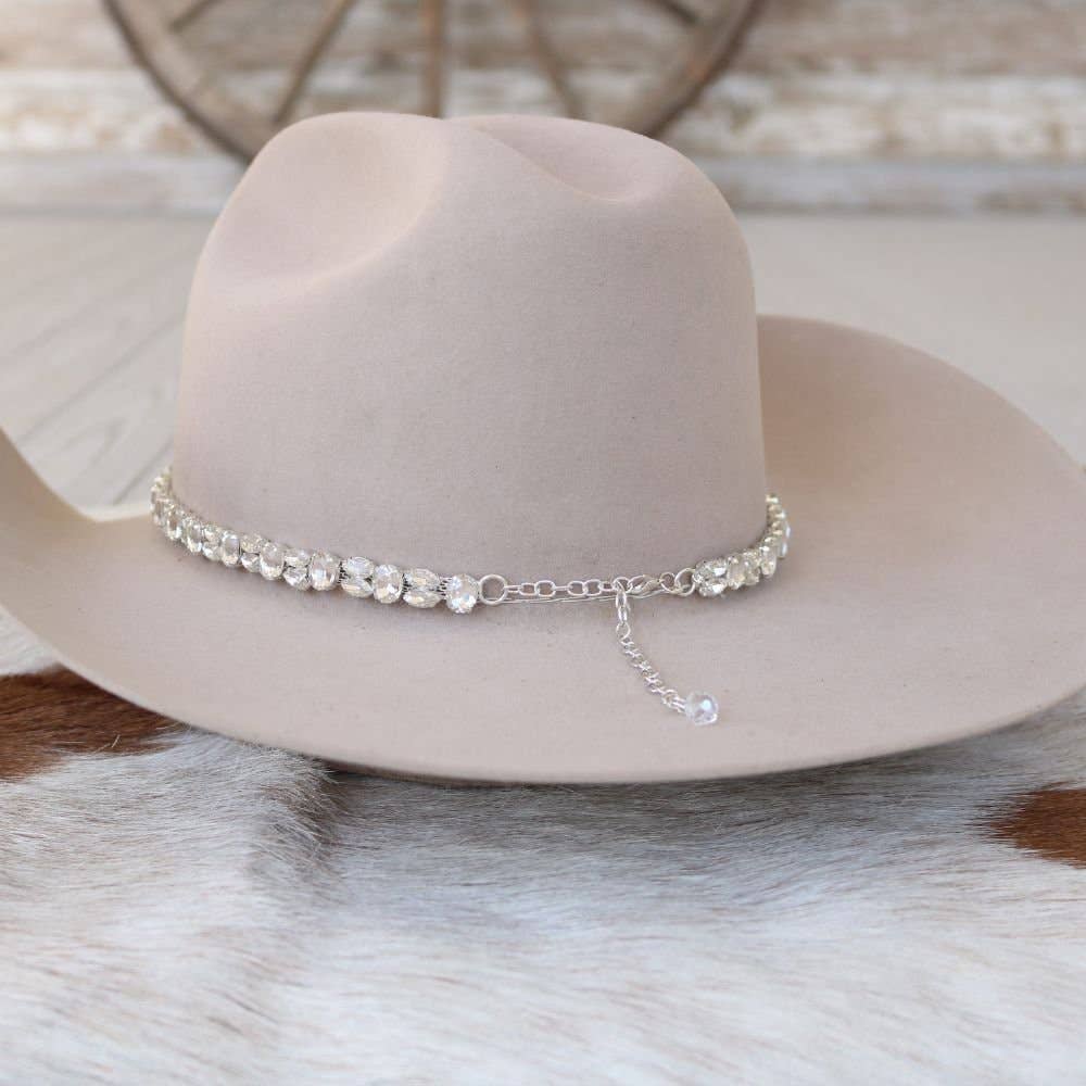 Silver Rhinestone Bling Hat Band - The Kate