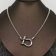 18K GP S.Steel Horseshoe Buckle Charm Necklace