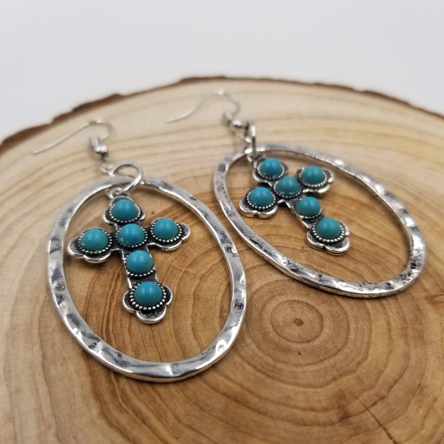 Turquoise Cross Earrings