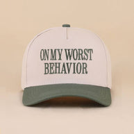 On My Worst Behavior Two Tone Canvas Cotton Cap