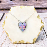 Long Heart Stone Slab Necklace