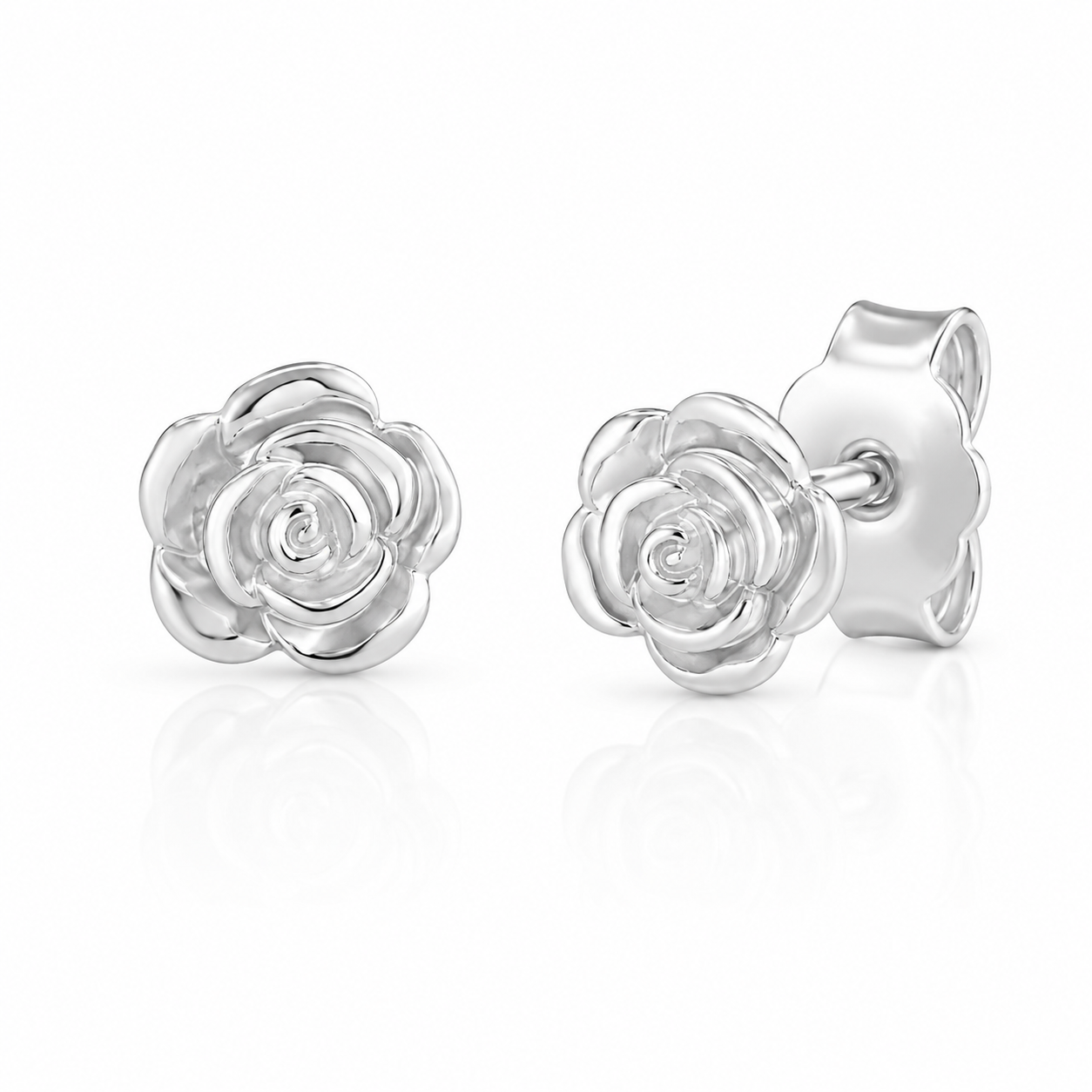Sterling Silver Tiny Dainty Rose Stud Earrings