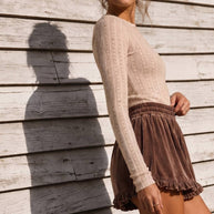 High-Waist Ruffle Velour Shorts