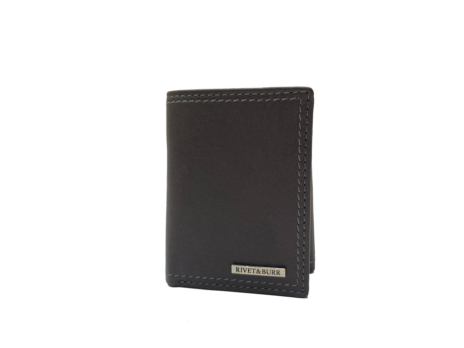 Double Stitch Leather Trifold Wallet