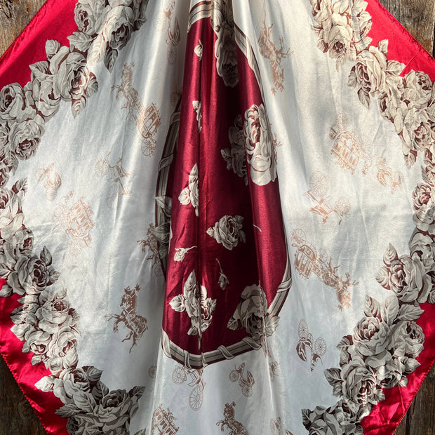 35X35"  Red & Wine Floral Wild Rag WR592X