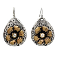 Gold Teardrop Flower Earrings