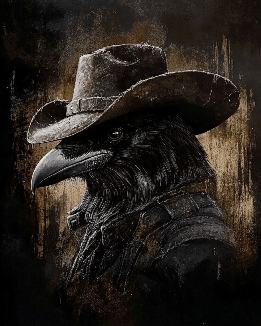 Dark Raven Cowboy Print