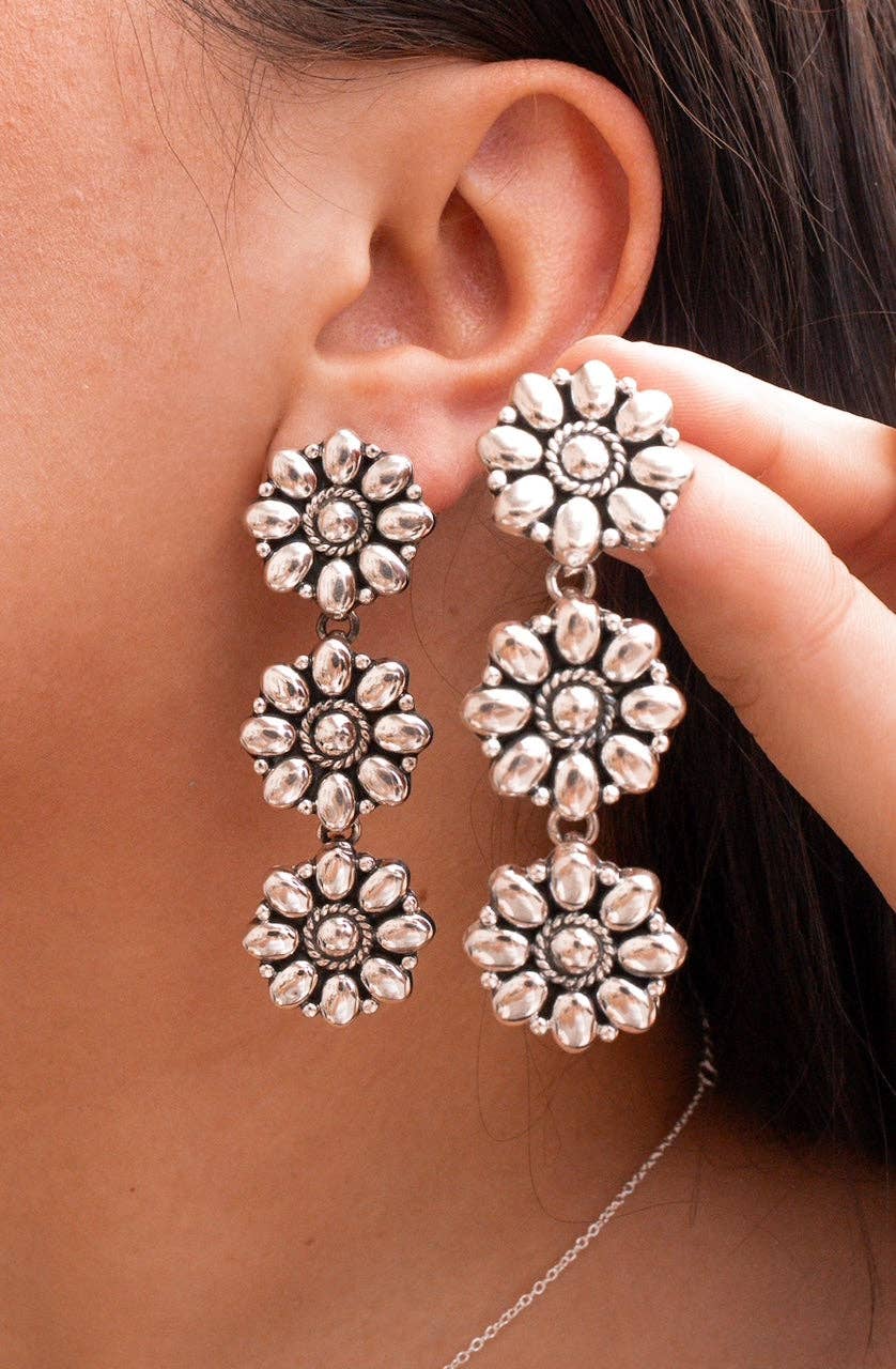 Sterling Flower Trio Earrings | By KKB