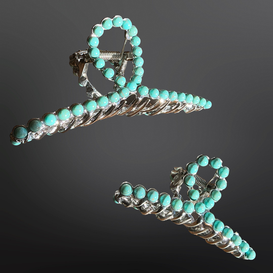 Faux Turquoise Claw Clip -