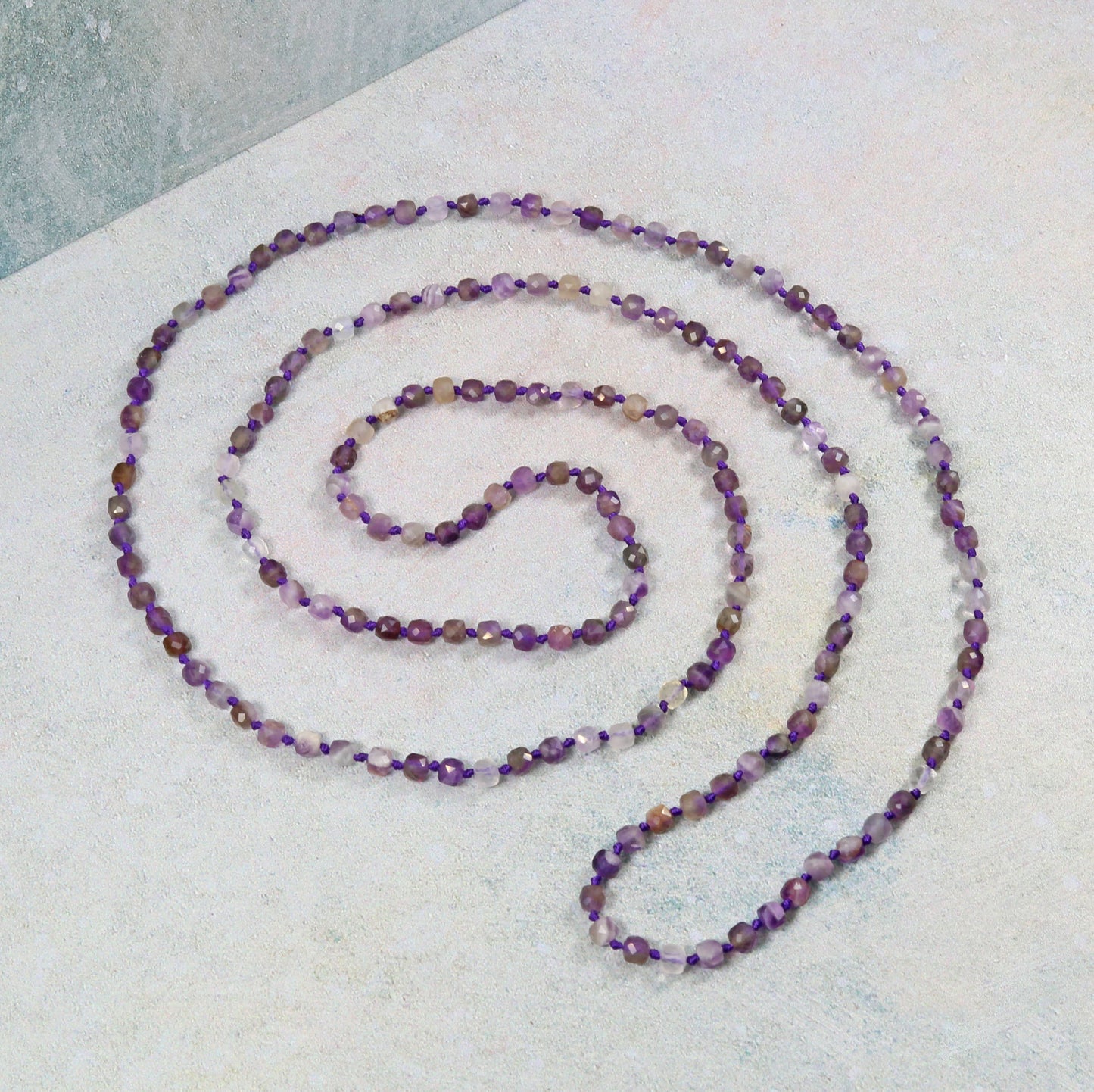 36" 4mm Infinity Squared Micro-cut Amethyst Necklace