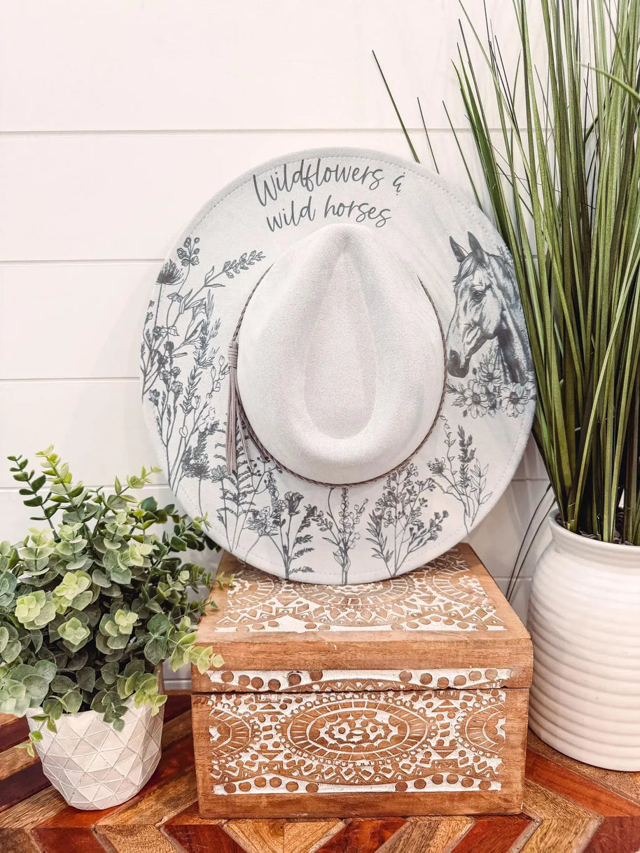 Engraved Floral Horse Hat