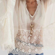 Lace Ruffle Batwing Blouse