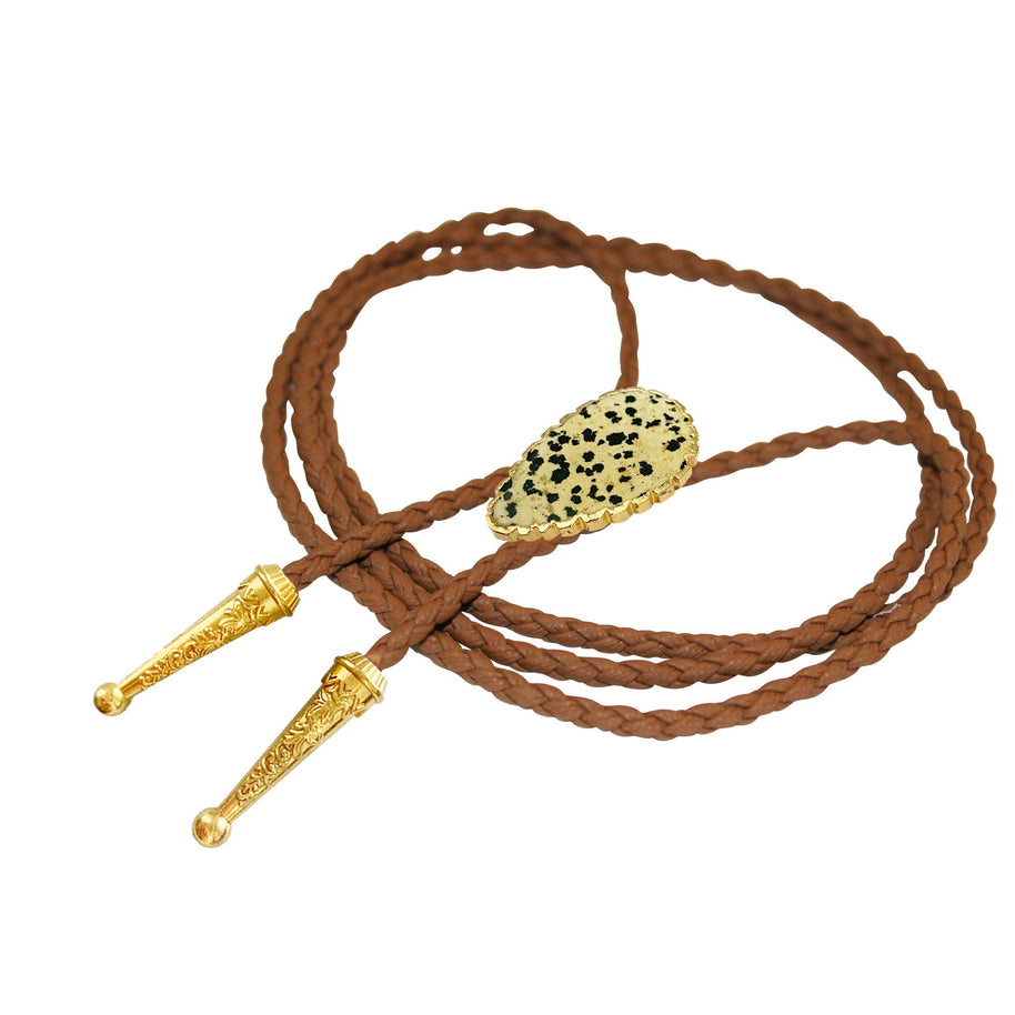 Gemstone Bolo Tie - Dalmatian Jasper