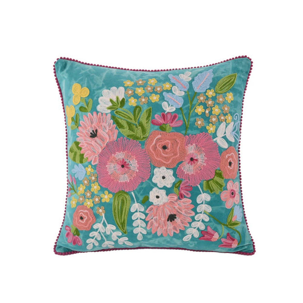 Spring Turquoise Camouflage Velvet Pillow 18X18