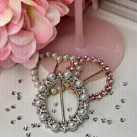 Tee Tie Round Gold with Blingy Clear Rhinestones